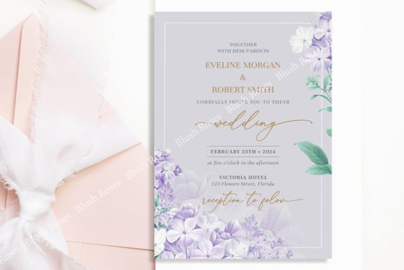 Download Purple Spring Flowers Gold Font Invite - Flower Collection