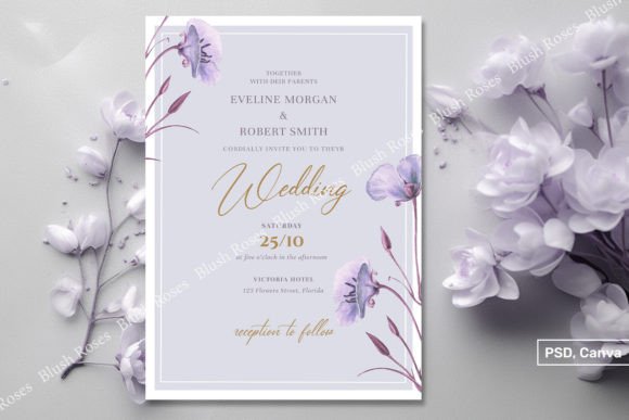 Download Purple Spring Flowers Gold Font Invite - Flower Collection