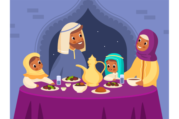 Download Muslim Family Dinner. Arabian Parents an - Premium Resources
