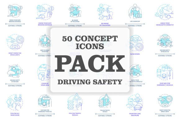 Download Driving Safety Svg Concept Icons Set - Premium Bundle