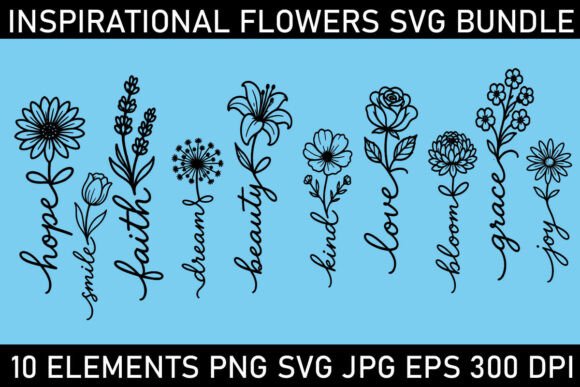 Download Inspirational Flower Words SVG Bundle - Premium Resources